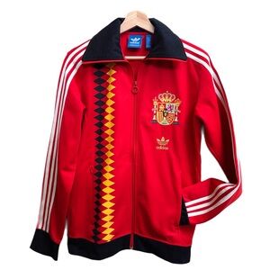 adidas Men’s Firebird Spain Team World Cup Jacket Red Embroidered Crest